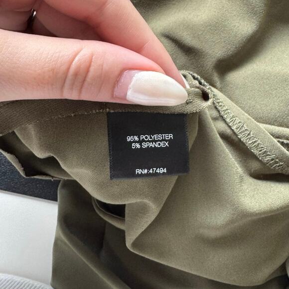 Norma Kamali Strapless Diana Ruched Dress Stretch Midi Olive Green Size XL - Picture 11 of 13